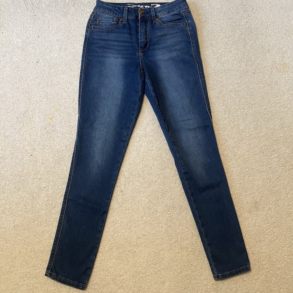 Seven7 High Rise Skinny Jeans Womens Size 6 Stretch Blue Denim Mid Wash 28x29